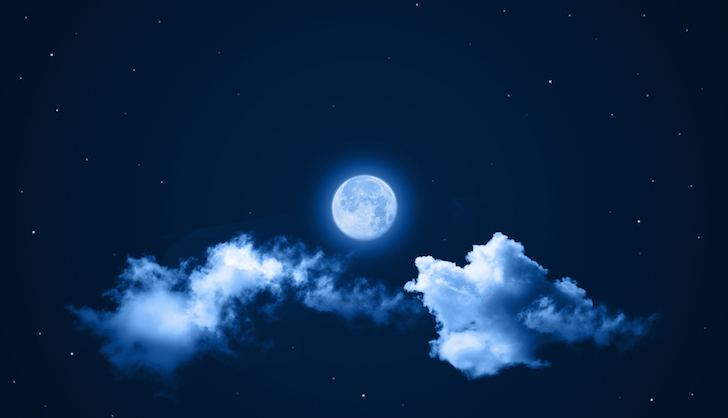 Moonlight drowns out all but the brightest stars